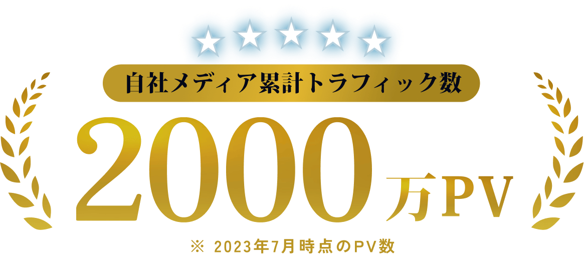 自社メディア累計トラフィック数2000万万pv